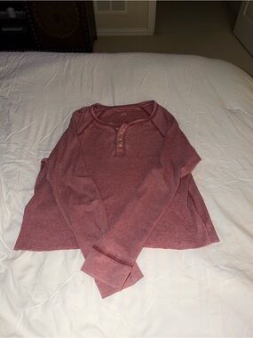 American Eagle Outfitters Long-Sleeve Henley - Dusty Rose